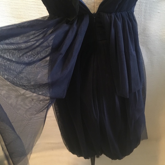 Vera Wang 4 Corset Strapless Tulle Midi Dress Blue - Picture 9 of 15